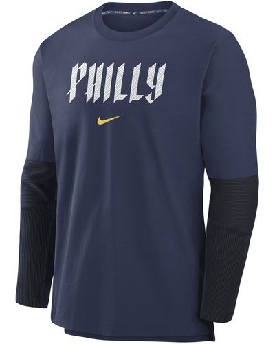 Nike Philadelphia Phillies Authentic Collection City Connect Player Dri-fit Mlb Pullover Jacket - Blue