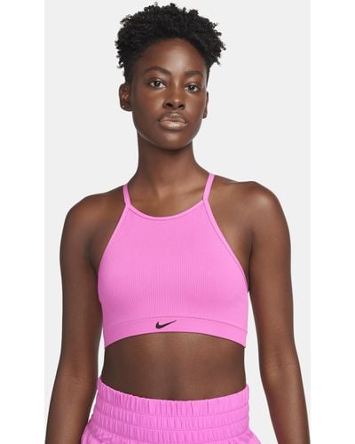 Nike Indy Seamless Ribbed Light-support Non-padded Sports Bra - Pink