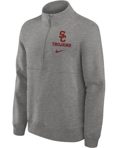 Nike Usc Trojans Primetime Club College 1/2-zip Crew - Gray