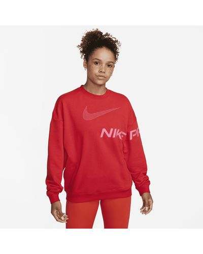 Nike Dri-fit Get Fit French Terry Graphic Crew-neck Sweatshirt - Red