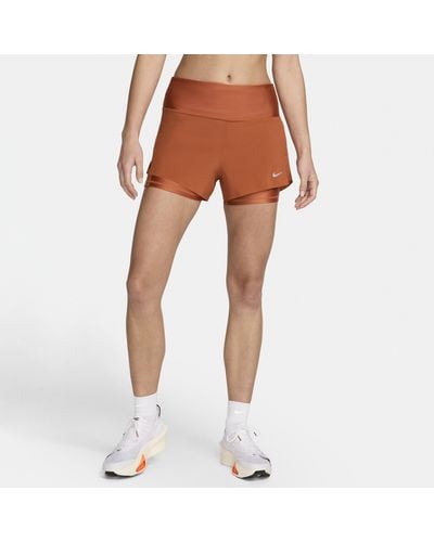 Nike Dri-fit Swift 2-in-1 Hardloopshorts Met Halfhoge Taille En Zakken - Oranje