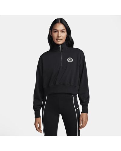 Nike Sportswear Oversized 1/2-zip Crop Fleece Sweatshirt - Black