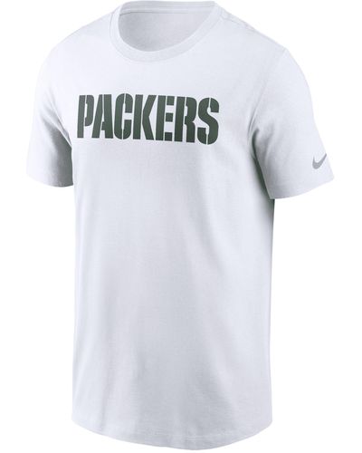 Nike Green Bay Packers Primetime Wordmark Essential Nfl T-shirt - White