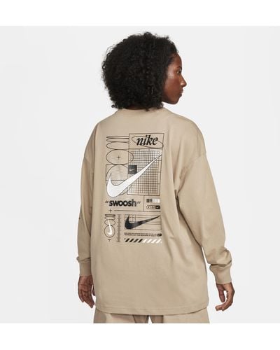 Nike Sportswear T-shirt Met Lange Mouwen - Naturel