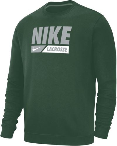 Nike Club Fleece Lacrosse Crew-neck Pullover Top - Green