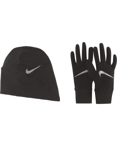 Nike Essential Running Hat And Glove Set - Black