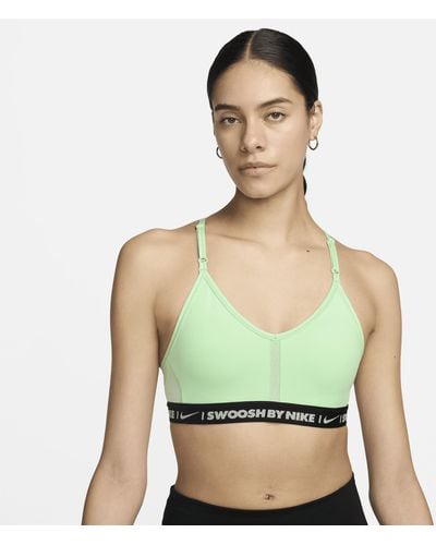 Nike Indy Light-support Padded V-neck Sports Bra Polyester - Green