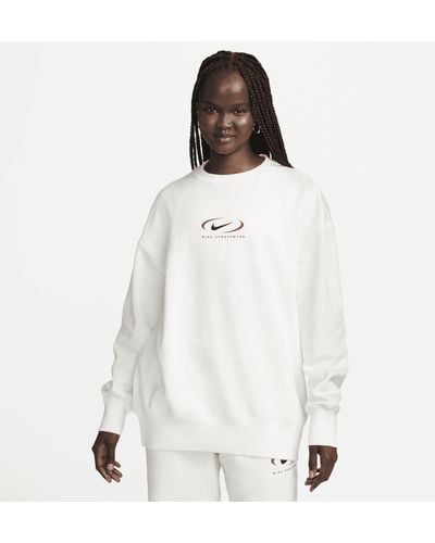 Nike Felpa a girocollo oversize sportswear phoenix fleece - Bianco