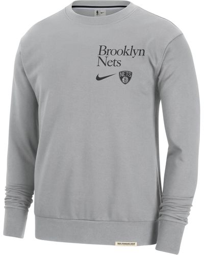 Nike Brooklyn Nets Standard Issue Dri-fit Nba Crew-neck Sweatshirt - Gray