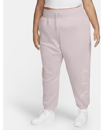 Nike Sportswear Phoenix Fleece Oversized Logo Tracksuit Bottoms Polyester - Pink