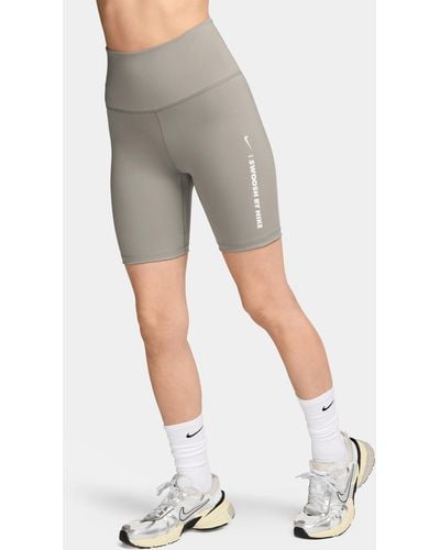 Nike One High-waisted 18cm (approx.) Biker Shorts 50% Recycled Polyester - Grey