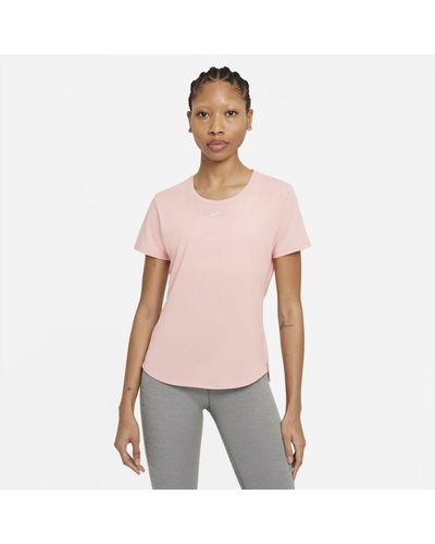 Nike Dri-fit Uv One Luxe Standard Fit Short-sleeve Top - Pink