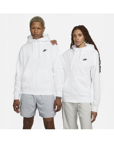 Nike Felpa con cappuccio e zip a tutta lunghezza sportswear club fleece - Bianco