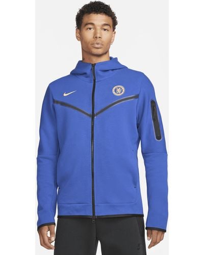 Nike Chelsea F.c. Tech Fleece Windrunner Full-zip Hoodie Cotton - Blue