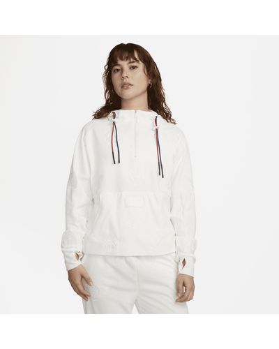 Nike Paris Saint-germain Dri-fit 1/2 Zip Soccer Hoodie In White,