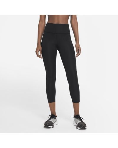 Nike Leggings da running a lunghezza ridotta e vita media fast - Nero