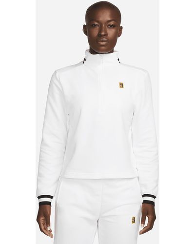Nike Court Dri-fit Heritage French Terry Tennis Top Polyester - White