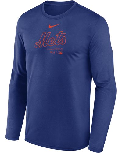 Nike New York Mets Authentic Collection Practice Dri-fit Mlb Long-sleeve T-shirt - Blue