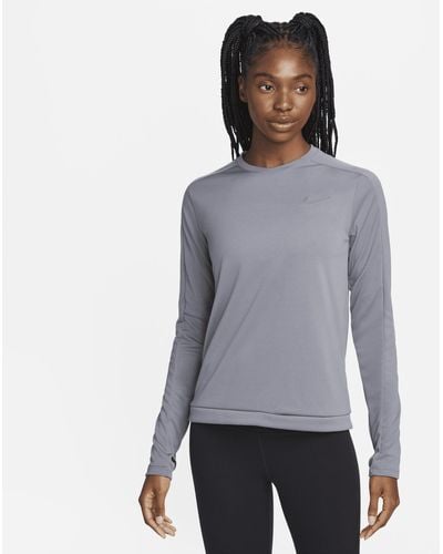 Nike Dri-fit Crew-neck Running Top Polyester - Grey