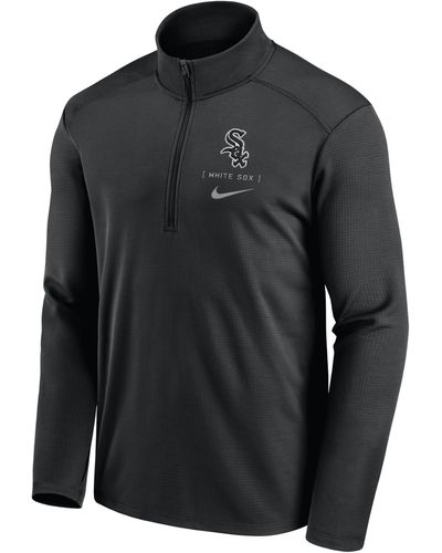 Nike Chicago White Sox Franchise Logo Pacer Dri-fit Mlb 1/2-zip Jacket - Black