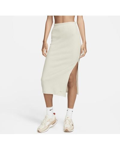 Nike Sportswear Chill Knit Slim Ribbed Midi Skirt - Metallic