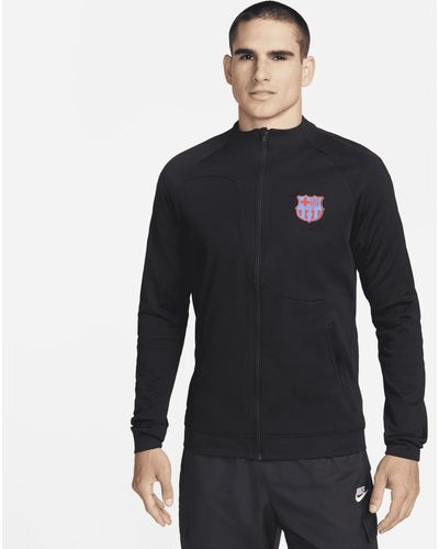 Nike F.c. Barcelona Academy Pro Knit Football Jacket 50% Recycled Polyester - Black