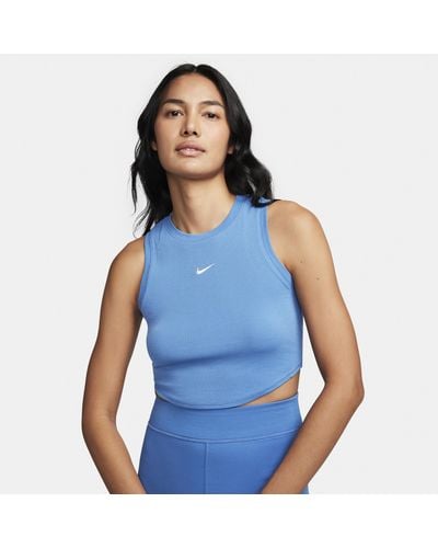Nike Sportswear Chill Knit Tight Cropped Mini-rib Tank Top - Blue