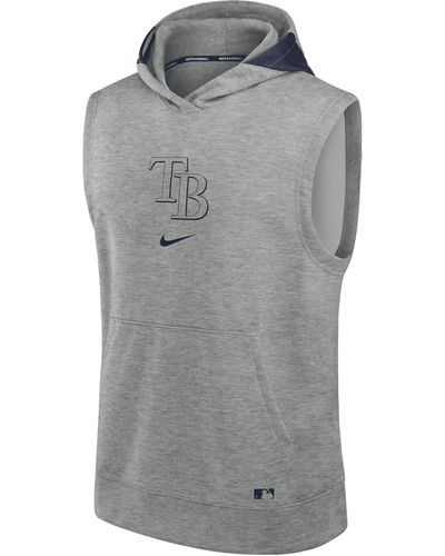 Nike Los Angeles Dodgers Authentic Collection Early Work Men's Dri-fit Mlb Sleeveless Pullover Hoodie - Gray