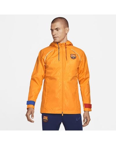 Nike Fc Barcelona Awf Graphic Soccer Jacket - Orange