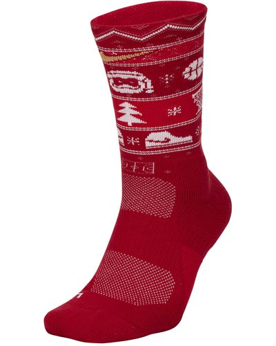 Nike Elite Christmas Crew Socks - Red