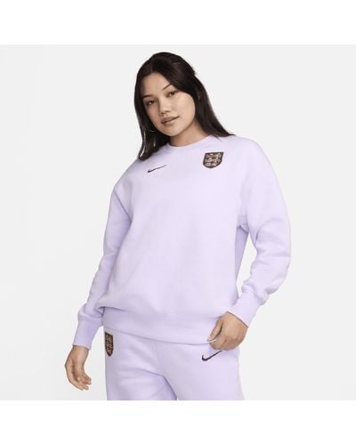 Nike England Phoenix Fleece Football Oversized Crew-neck Sweatshirt - Purple