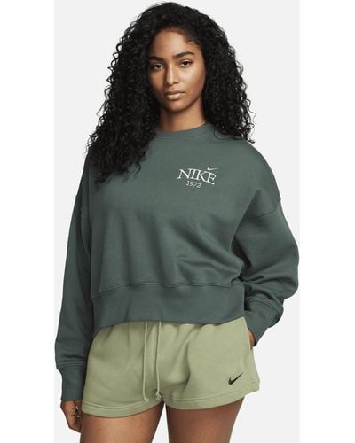 Nike Sportswear Phoenix Fleece Oversized Cropped Crew-neck Sweatshirt - Green