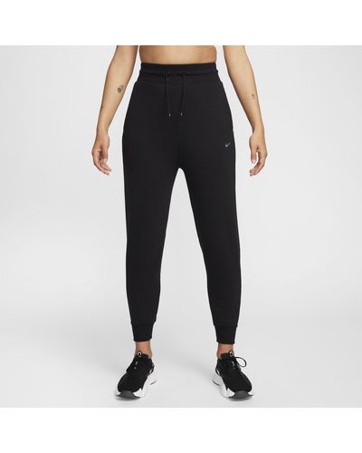 Nike Dri-fit One High-waisted 7/8 French Terry Jogger Pants - Black