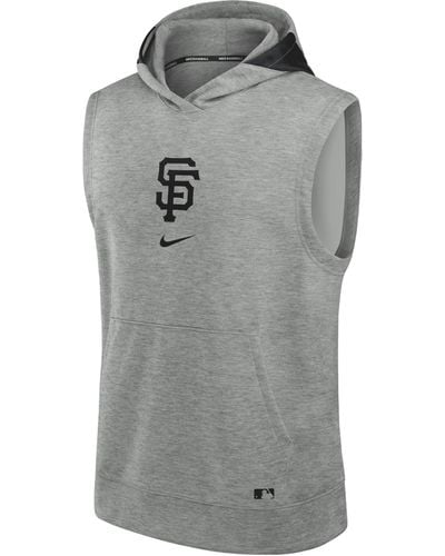 Nike San Francisco Giants Authentic Collection Early Work Men's Dri-fit Mlb Sleeveless Pullover Hoodie - Gray