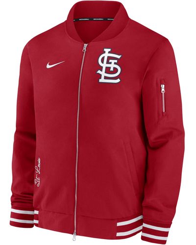 Nike St. Louis Cardinals Authentic Collection Mlb Full-zip Bomber Jacket - Red