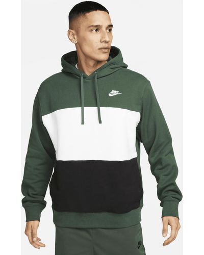 Nike Club Fleece French Terry Color-blocked Hoodie - Green