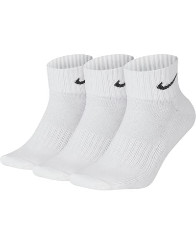 Nike Cushioned Ankle Socks (3 Pairs) Polyester - White