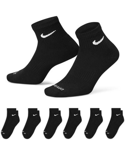 Nike 6 Pack Dri-fit Plus Quarter Socks - Black