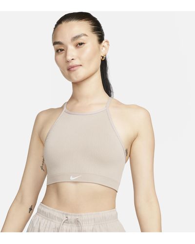 Nike Indy Seamless Ribbed Light-support Non-padded Sports Bra - Natural