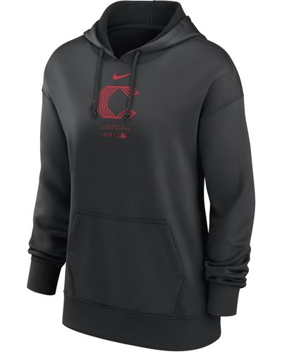Nike Cincinnati Reds Authentic Collection City Connect Practice Dri-fit Mlb Pullover Hoodie - Black