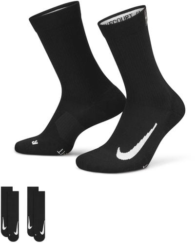 Nike Court Multiplier Cushioned Tennis Crew Socks (2 Pairs) Polyester - Black