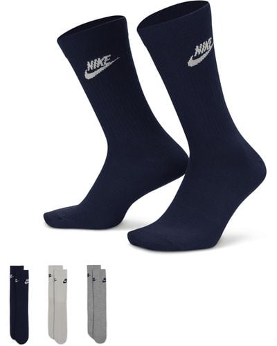 Nike Sportswear Everyday Essential Crew Socks (3 Pairs) - Blue