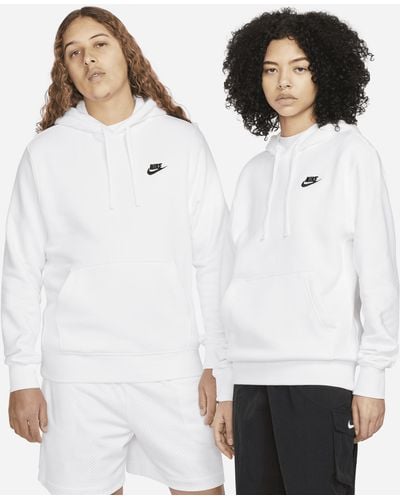 Nike Felpa bianca con cappuccio e logo ricamato 804346-100 - Bianco