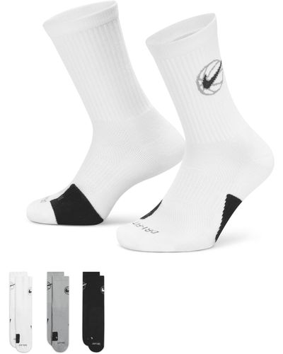 Nike Football Everyday Crew Basketball Socks (3 Pair) - White