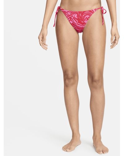 Nike Swim Swirl String Bikini Bottom - Pink