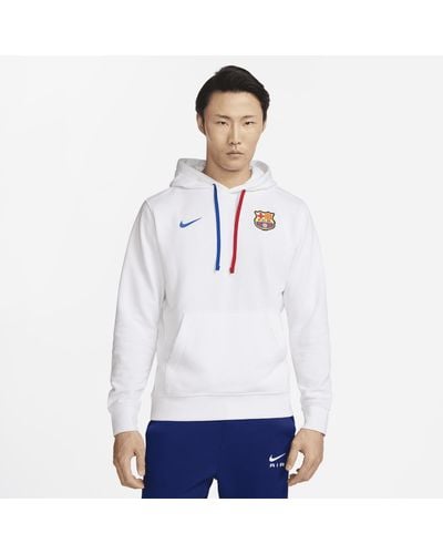Nike Fc Barcelona Club Soccer French Terry Pullover Hoodie - White