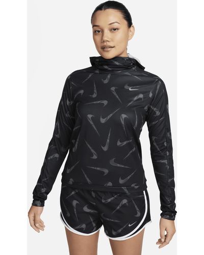 Nike Swoosh Hooded Printed Running Jacket Polyester - Black