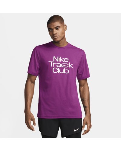 Nike Track Club Dri-fit Short-sleeve Running Top Polyester - Purple