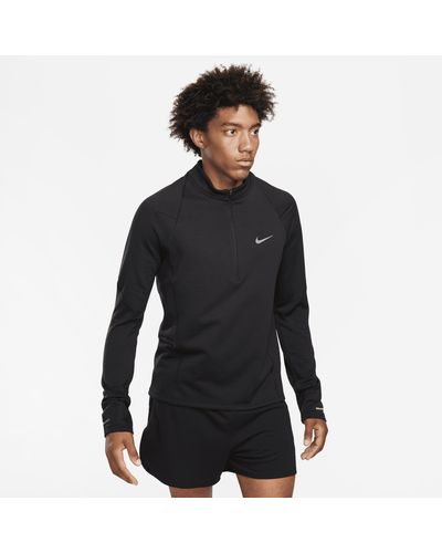 Nike Repel Therma-fit Hardlooptop Met Korte Rits - Zwart