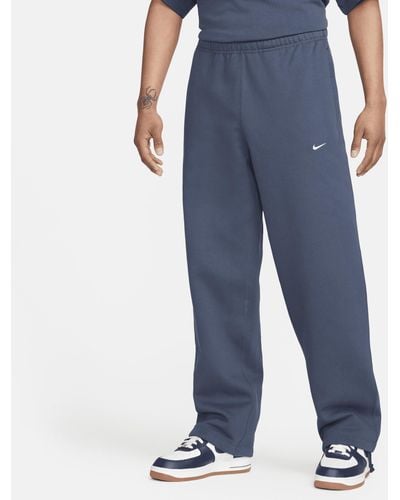Nike Solo Swoosh Open-hem Fleece Pants - Blue